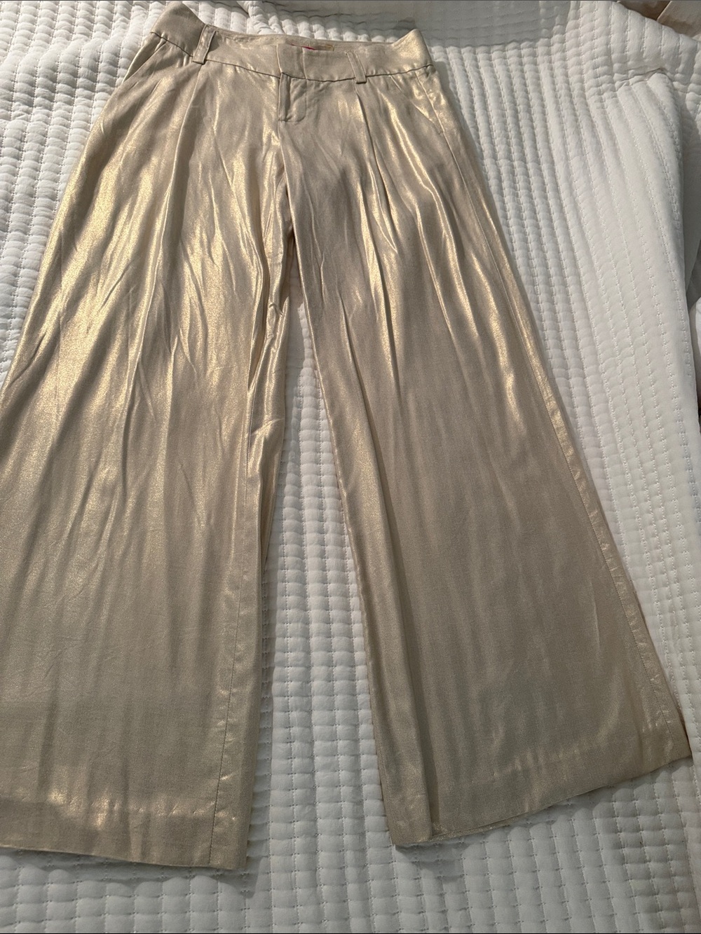 Alice + Olivia Metallic Gold Wide-Leg Pants size 6